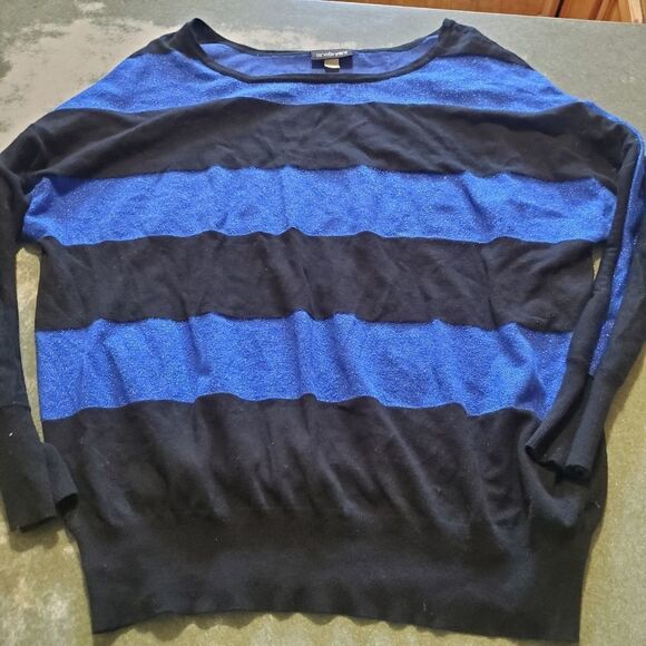 Lane Bryant black&blue striped sweater - Picture 1 of 3